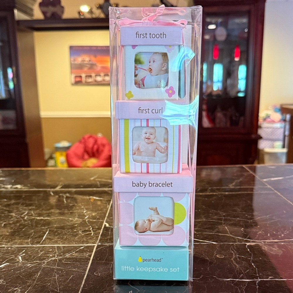 Pearhead little keepsake set first tooth first curl baby bracelet boxes